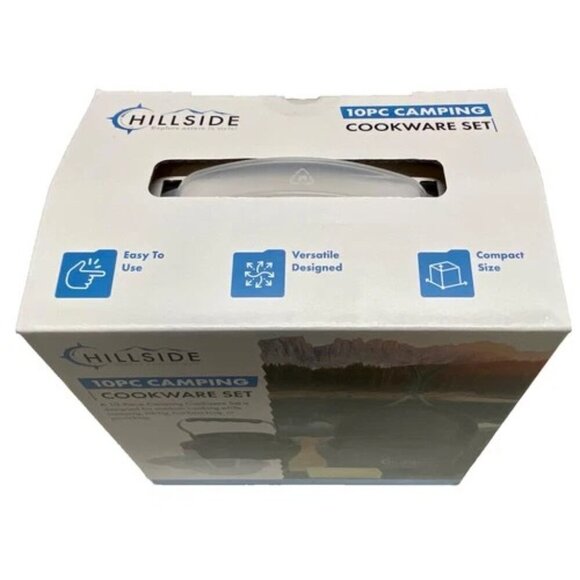 Outdoor Camping 10pc Cookware Set Hiking Backpacking Picnicking Hillside NIB - Picture 5 of 7